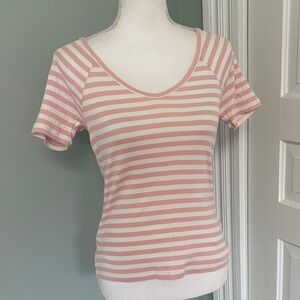 Boden Striped Pink Women's Top Shirt T-Shirt Nautical Stretchy Size 4